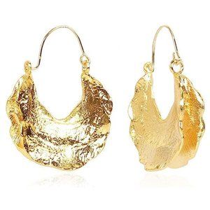 Large Vintage Gold Circle Hoop Dangle Drop Earrings